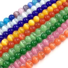 6mm Cat Eye Glass Beads Smooth Loose Round Bead 14" Cat's Eye Bead CraftBeaded