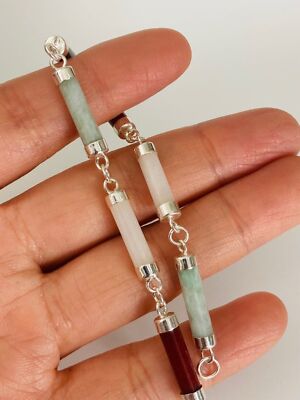 925 sterling silver jade carnelian black onyx Bracelet