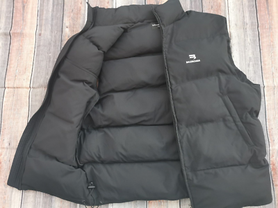 BALENCIAGA SS22 SPORTY B OVERSIZED PUFFER GILET DOWN VEST BLACK