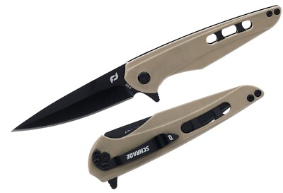 Schrade Kinetic Folder Folding Knife 3.5'' AUS-8 Steel Blade Tan FDE G10 Handle