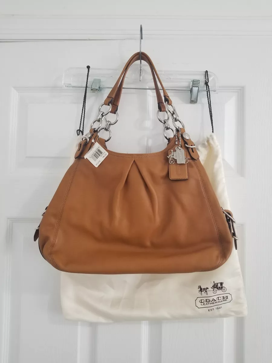 NWT New Coach Madison Maggie Mia Camel Brown Leather Hobo Shoulder Bag 15742