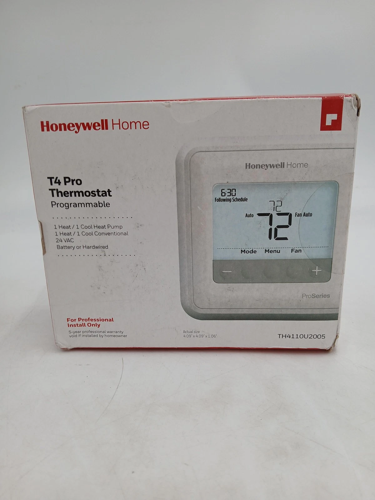 Honeywell Home T4 Pro Thermostat Programmable Digital White 24VAC ProSeries
