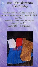 New Juniors XL Yuri Ddlc Uniform Costume Doki Doki Literature Club