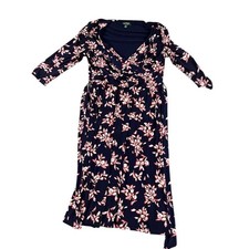Ralph Lauren floral Jersey Surplice size 14 midi dress excellent condition