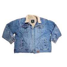 John Deere Vintage Denim Jean Jacket Sherpa Lined Mens XL Trucker Coat