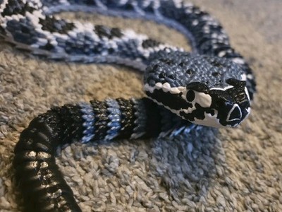 3D Printed Articulated Rattle Snake 38 inches long Fully Colored 