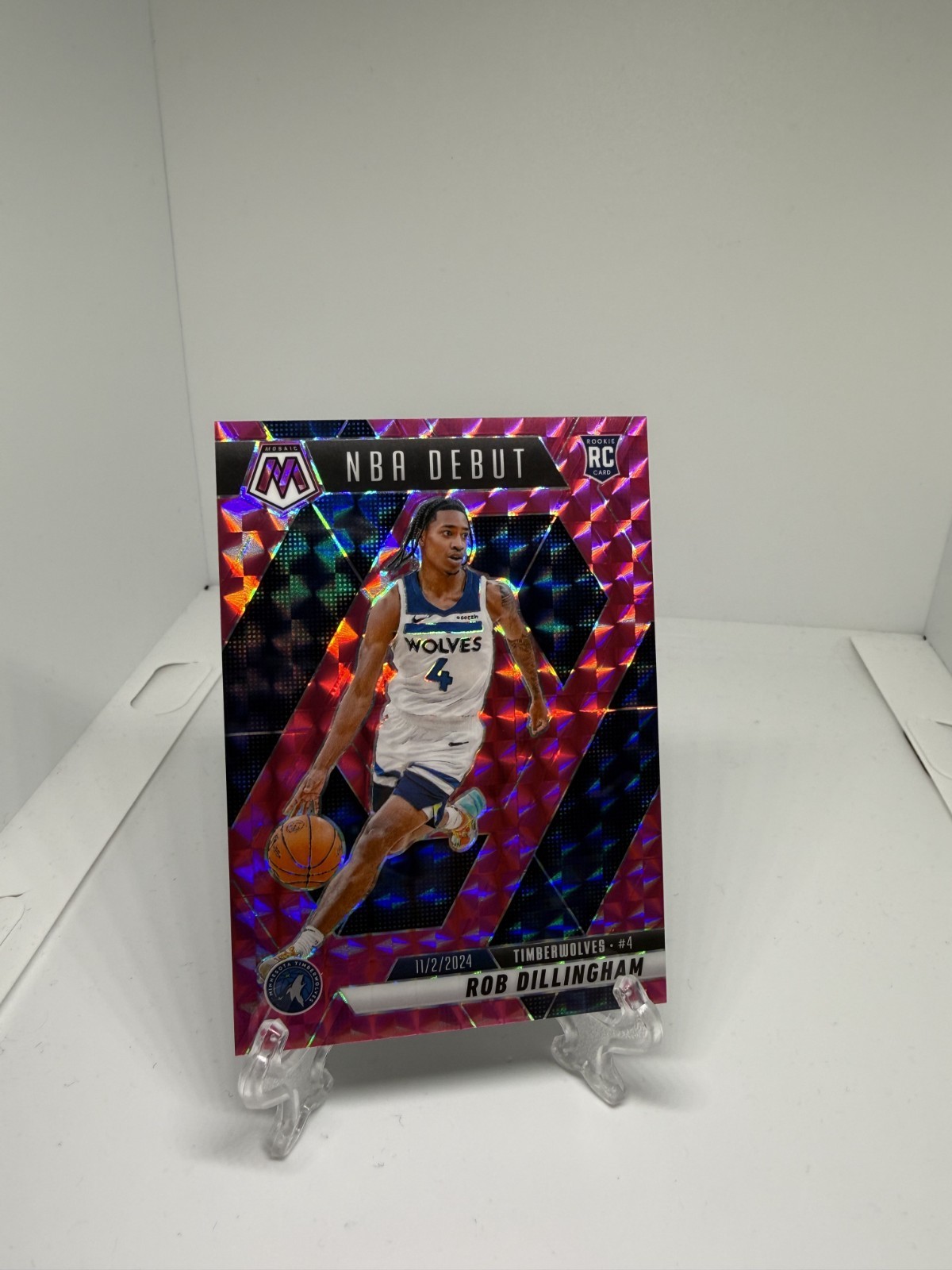 2024-25 Panini Mosaic - Rob Dillingham NBA Debut Pink Parallel RC /175 #270