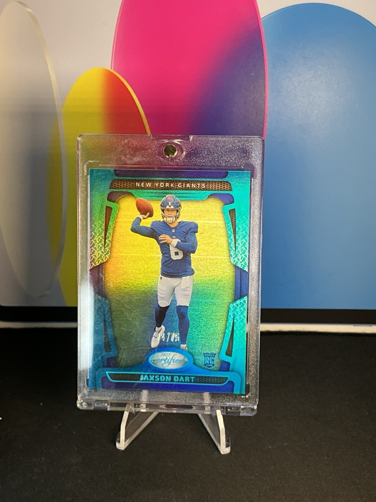 2025 Panini Certified Jaxson Dart #150 Mirror Teal Color Match /75 Giants Rookie