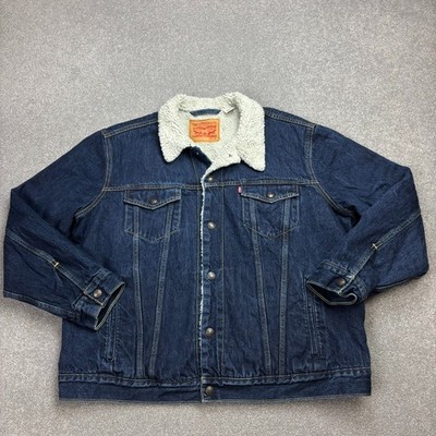 Levis Jeansjacke Erwachsene X Large blau Sherpa gefüttert Trucker Red Tab Utility Herren