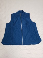CJ Banks Women s 3X NWT Blue Quilted Zip Front Vest Plus Size 100 Polyester