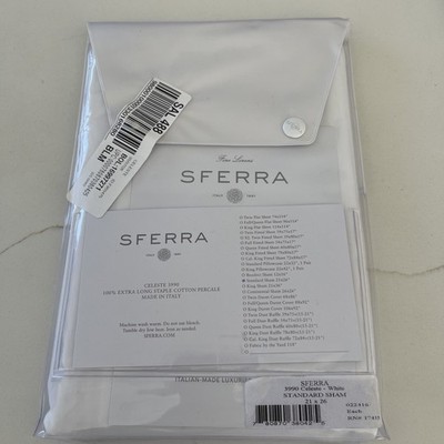 Sferra Celeste 3990 Long Staple Cotton Percale ONE STANDARD Pillowsham White-New