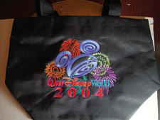 2004 Walt Disney World Embroidered Black Zipper Canvas Tote Bag Disney World