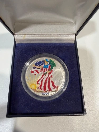 2000 American Eagle Walking Liberty Painted 1 Oz Fine Silver One Dollar Coin