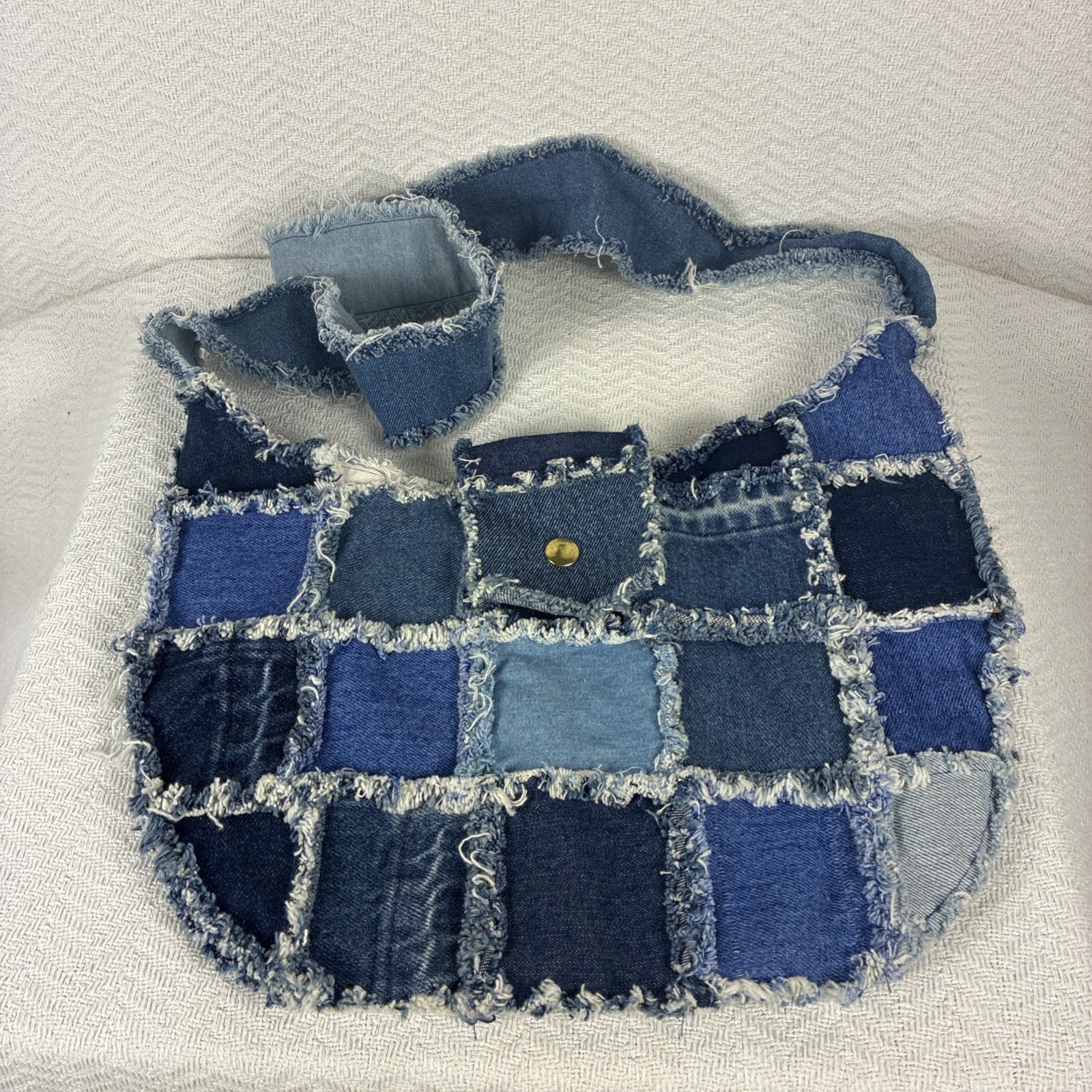 Purse Handmade Denim Patchwork Purse Snap Closure
