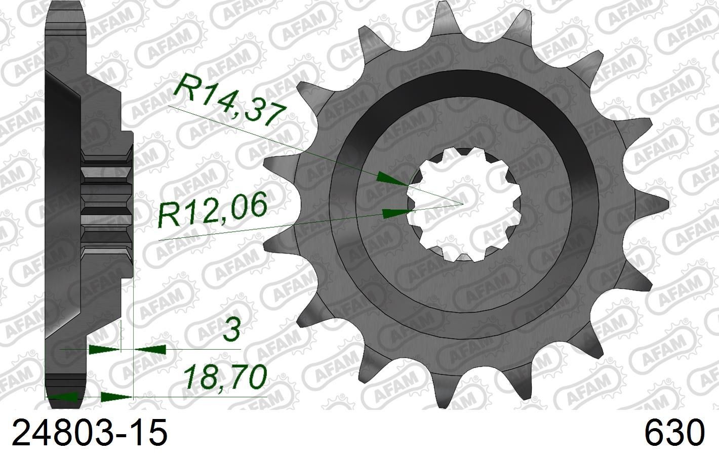 AFAM STD Size 15T Front Sprocket to fit Kawasaki GPZ1000RX A1-3 (630 Conv) 86-89