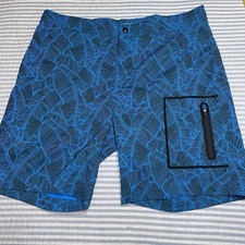 Mack Weldon Men  s Swim Trunks Board Shorts Blue Leaf Print Size 37/38