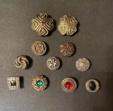 Vintage Button Covers Set of 11 Various Styles Metal