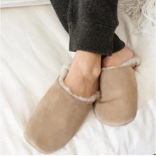 JENNI KAYNE SUEDE MOROCCAN SLIPPER 245 TAUPE SIZE MEDIUM  DUST BAG