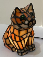 Tiffany Style Stained Cat Glass Accent Table Lamp - Night Light - #2