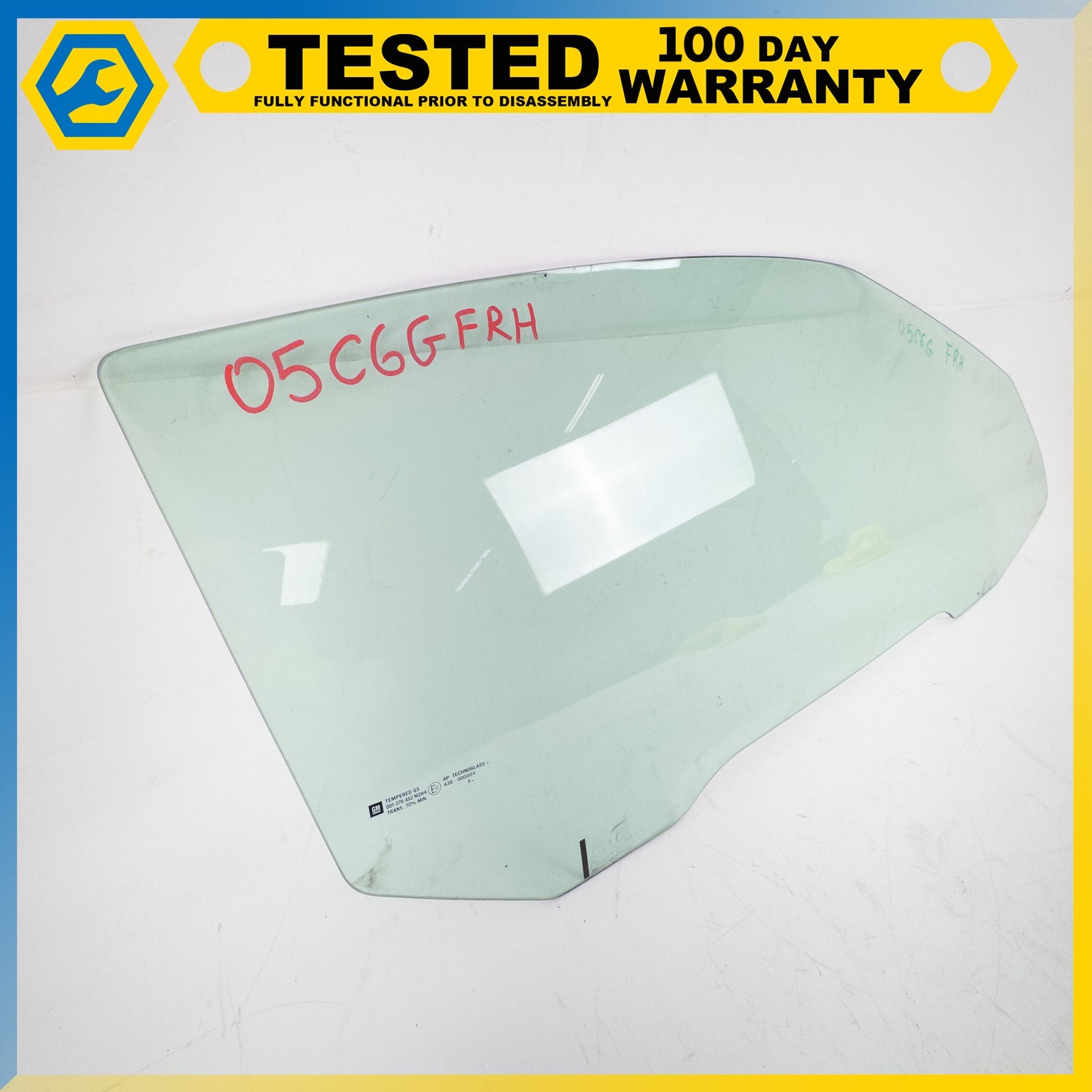 05-13 CHEVROLET CORVETTE C6 FRONT RIGHT PASSENGER SIDE DOOR WINDOW GLASS OEM