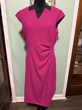NWT Tahari Ruched Sheath Dress Shocking Pink Sz 12