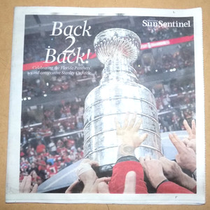 Florida Panthers Back to Back NHL Champions Newspaper Section
