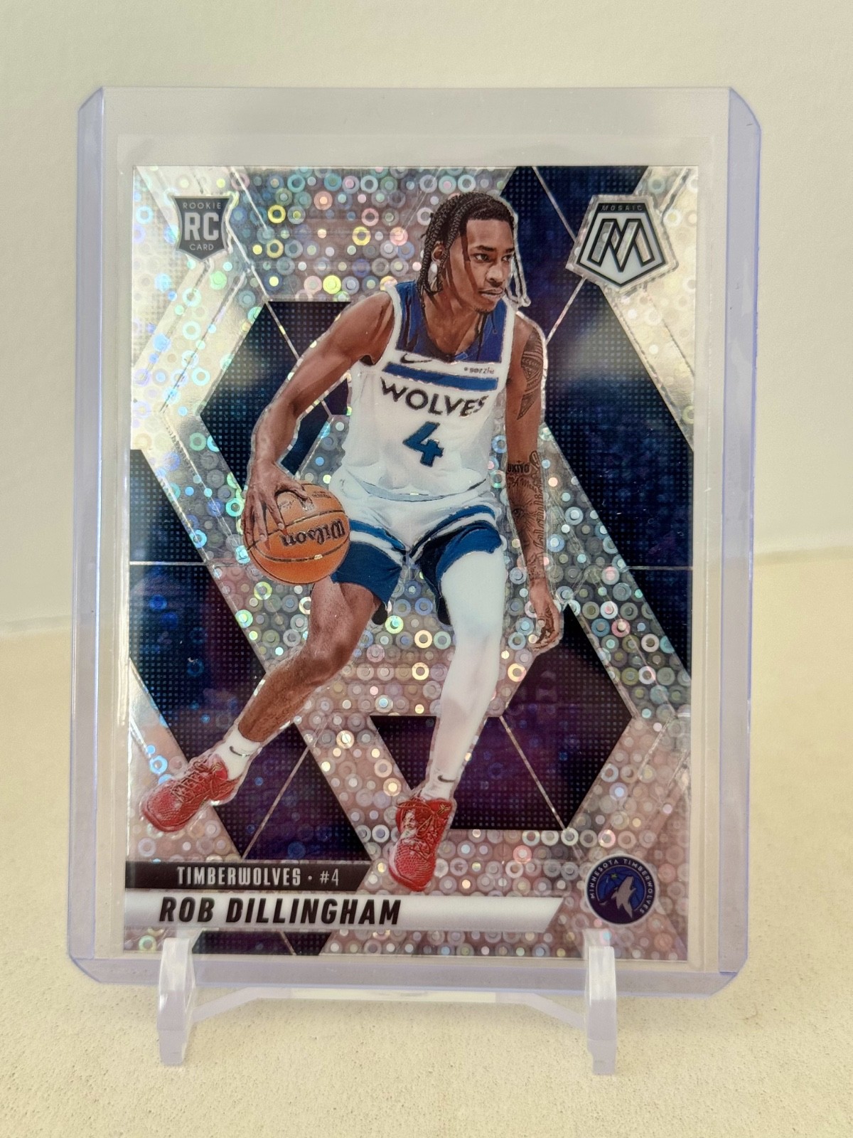 2024-25 Panini Mosaic #218 Rob Dillingham Silver Fast Break Disco Prizm RC