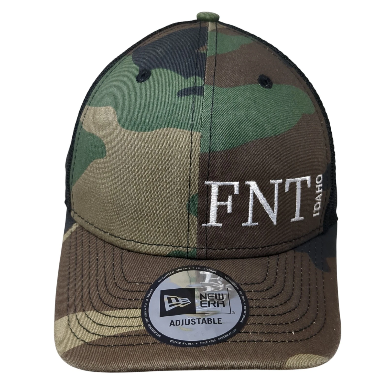FNT Idaho Snapback Trucker Hat Multi One Size Adjustable Mesh Back Camo New Era