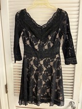 Free People Lacey Affair Black 3/4 Sleeve Mini Dress Size Small