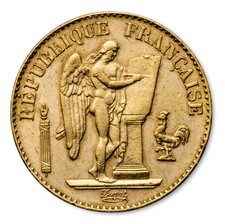 1871-1898 France Gold 20 Francs Lucky Angel Avg Circ