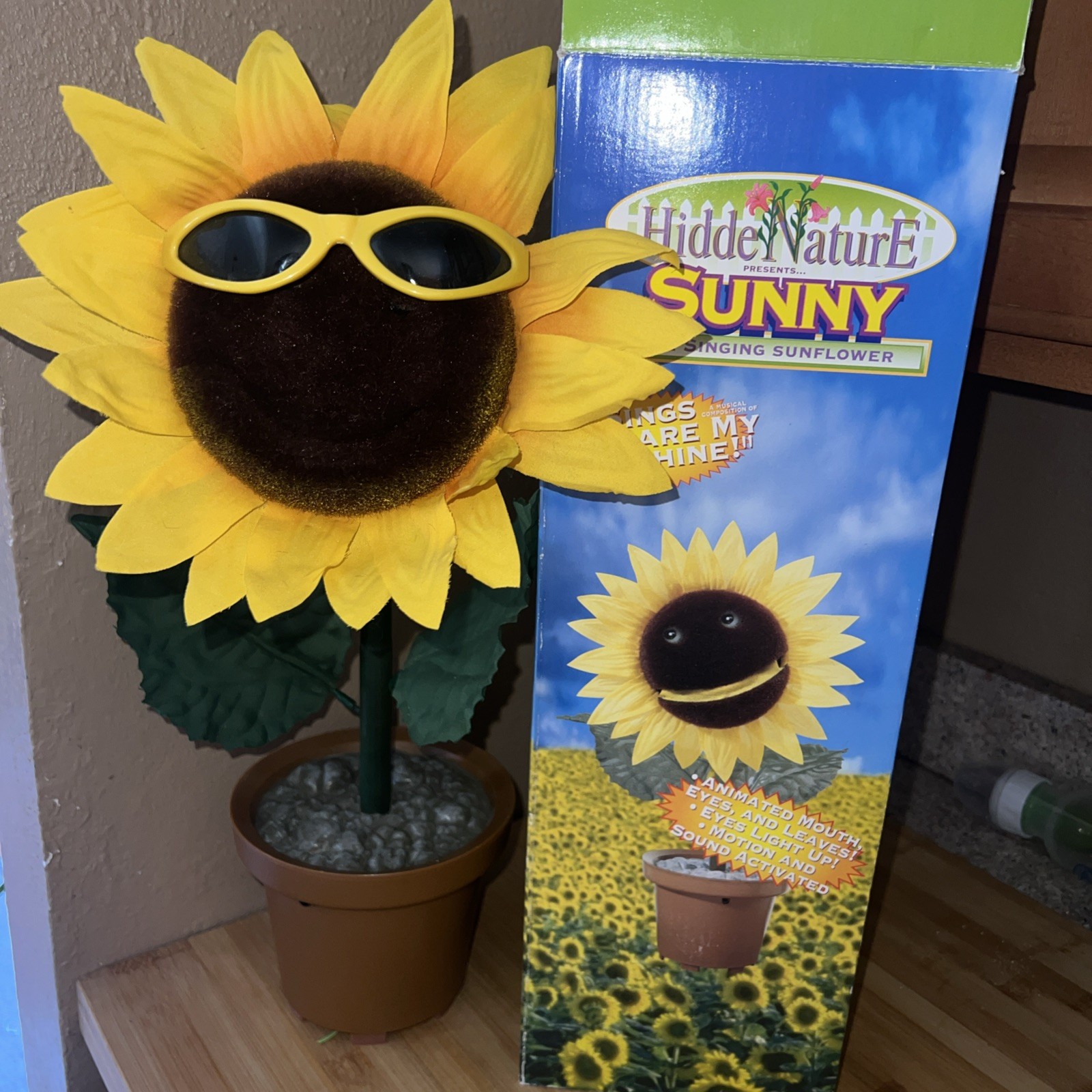 VTG 1997 Gemmy Animated SUNNY Singing Sunflower Hidden Nature FLOWER POT  Works