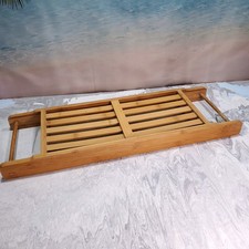 Bamboo Bathtub Caddy Tray for Book Reading Wine Snacks or Accessories