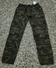 Levis Jogger Pants Boys 10 24x23 Green Camo Stretch Drawstring Tapered Cotton