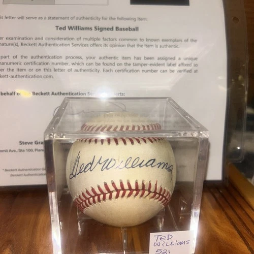 Ted Williams Signed AL Baseball BAS