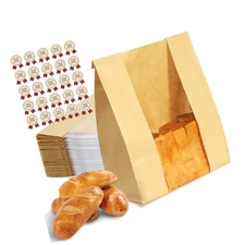 Bread Bags for Homemade Bread 50PCS Paper Sourdough Large Bakery Bags with Wi...