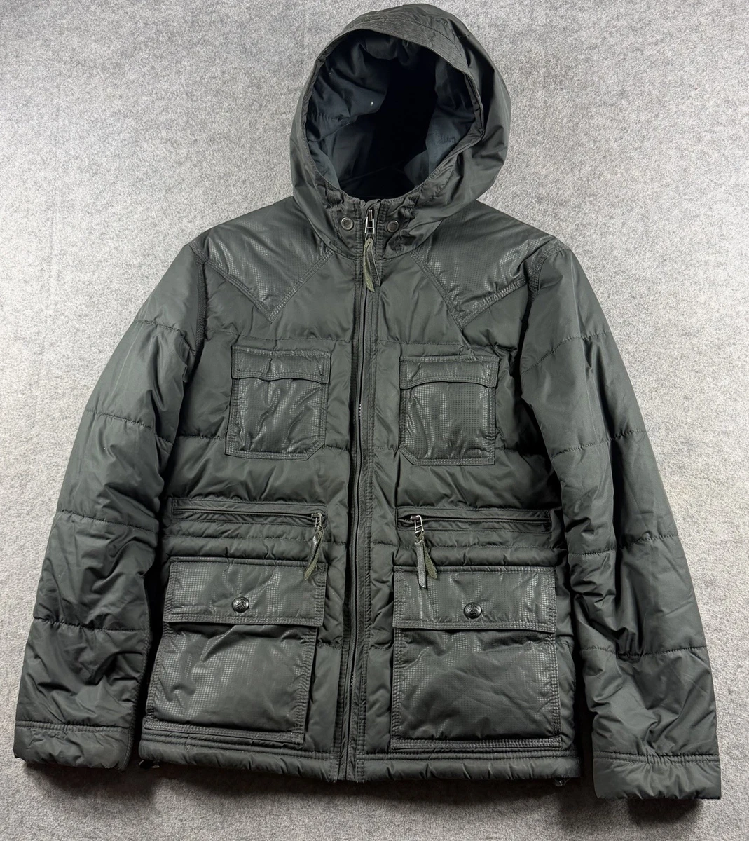 Levi’s Hooded Jacket Mens S Black Puffer Utility Multi Pocket Full Zip Coat