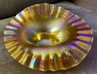 Beautiful Fenton Carnival Glass Blackberry Spray JIP Hat*Rare Lime Green Variant