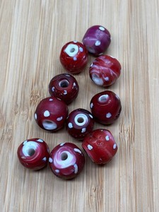 African Trade Beads Antique Venetian Red Skunks x 10
