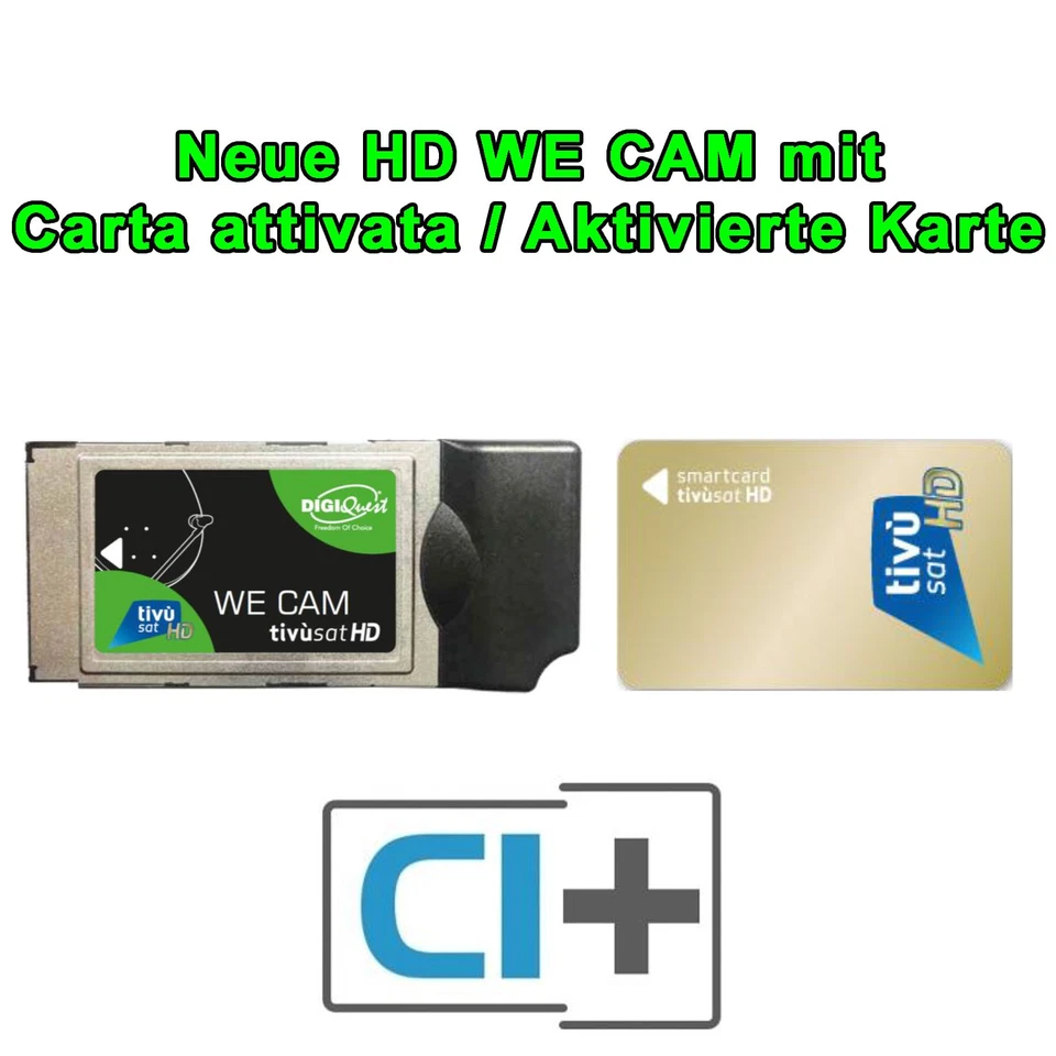 Tivusat HD Smarcam KIT inkl. AKTIVE Smart karte Rai Mediaset NEU Aktiv CI+ Modul - Bild 3 von 4