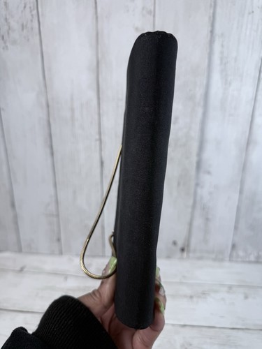 Vintage 80s Black & Gold Chain Strap Fabric Clutch Evening Wear Rectangle Small - Picture 11 of 12