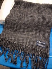 Polo Ralph Lauren Grey Black Houndstooth Lambswool Scarf Made in Italy Luxury