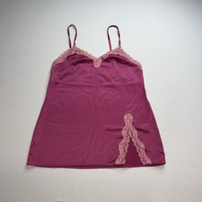 Victoria  s Secret Babydoll Slip Womens Medium Pink Satin Lace Adjustable Y2K