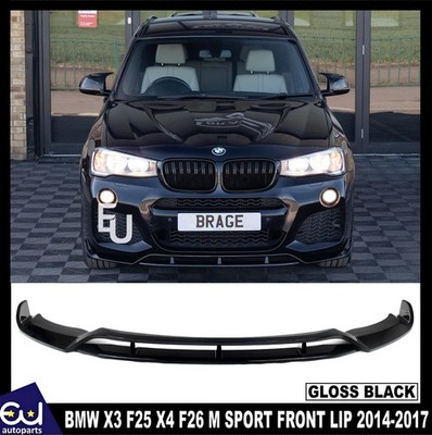 FÜR BMW X3 F25 X4 F26 M SPORT FRONTLIPPE SPLITTER SPOILER GLANZ SCHWARZ 2014-2017