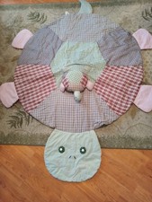 Round Turtle 46" Round Quilt Pattern Floor Cover Baby 10" Turtle In Pocket Used