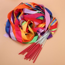 14pcs streamers Ribbon Dancing Ring Sensory Rainbow Worship Flags Dance Ribbons
