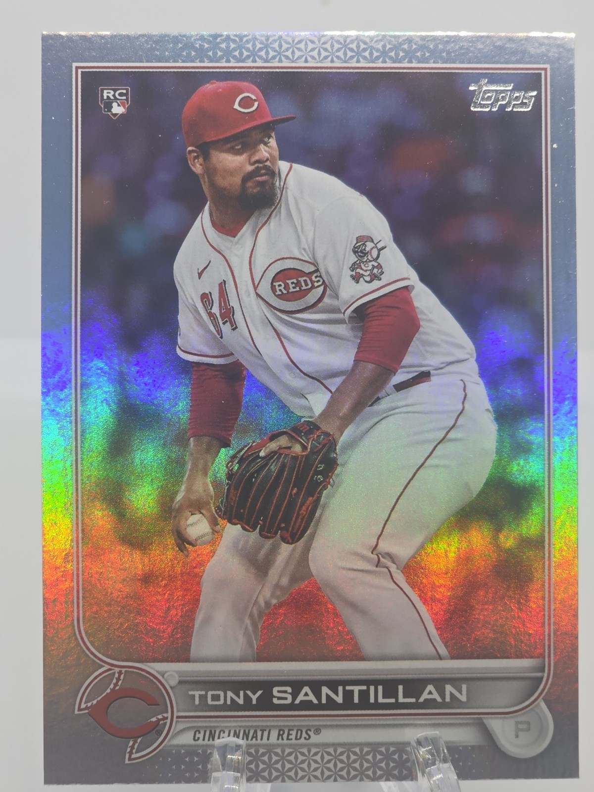 2022 Topps #111 Tony Santillan Rainbow Foil Rookie Card Cincinnati Reds