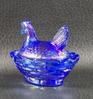 Boyd's Crystal Art Glass SIGNATURE CHICK SALT #4 COBALT CARNIVAL 2-26-04 Nest — photo 4