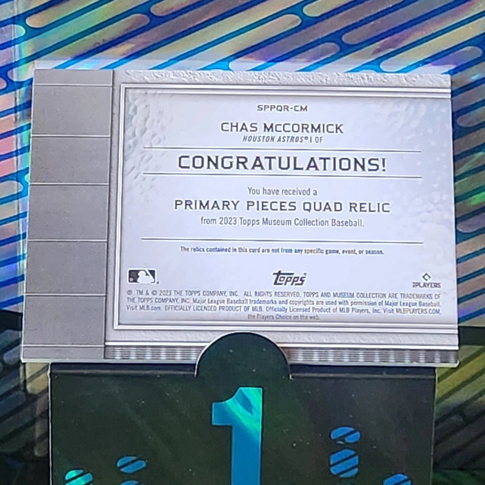 2023 Museum Collection Chas McCormick Primary Pieces Quad Relic /10 #SPPQR-CM - Image 3 of 3