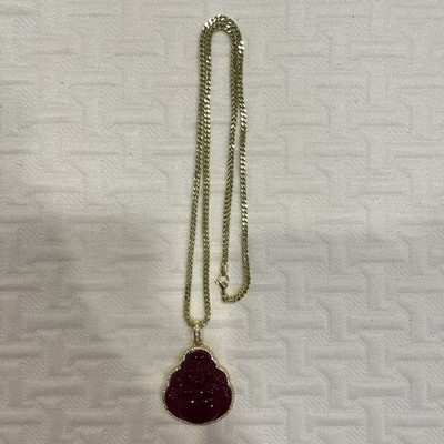 König Eiskoralle Buddha Anhänger 14K Gold Halskette