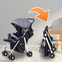 Lightweight Baby Stroller Pram Foldable Travel Buggy Flat Sleep Pushchair Grey